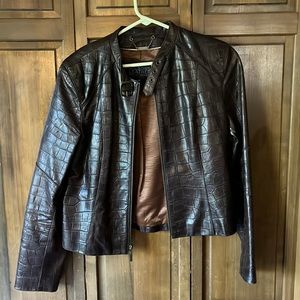 Brown alligator jacket genuine leather jacket women medium